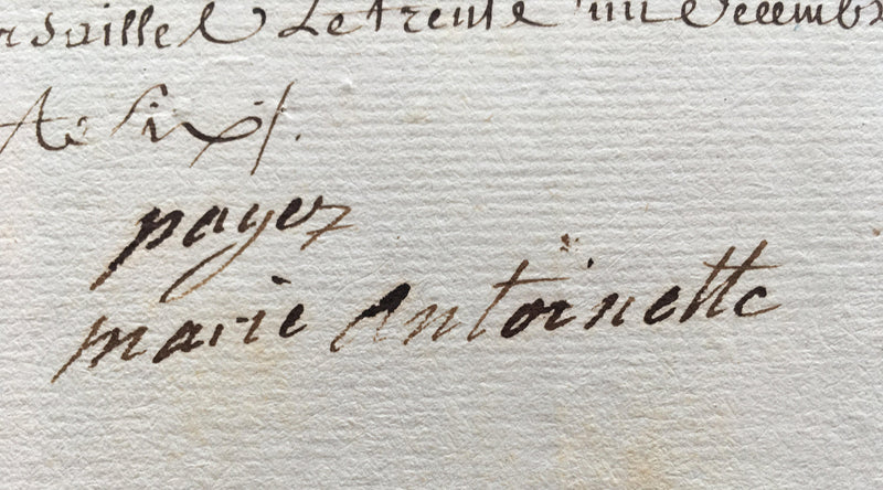 Marie Antoinette signed and inscribed document