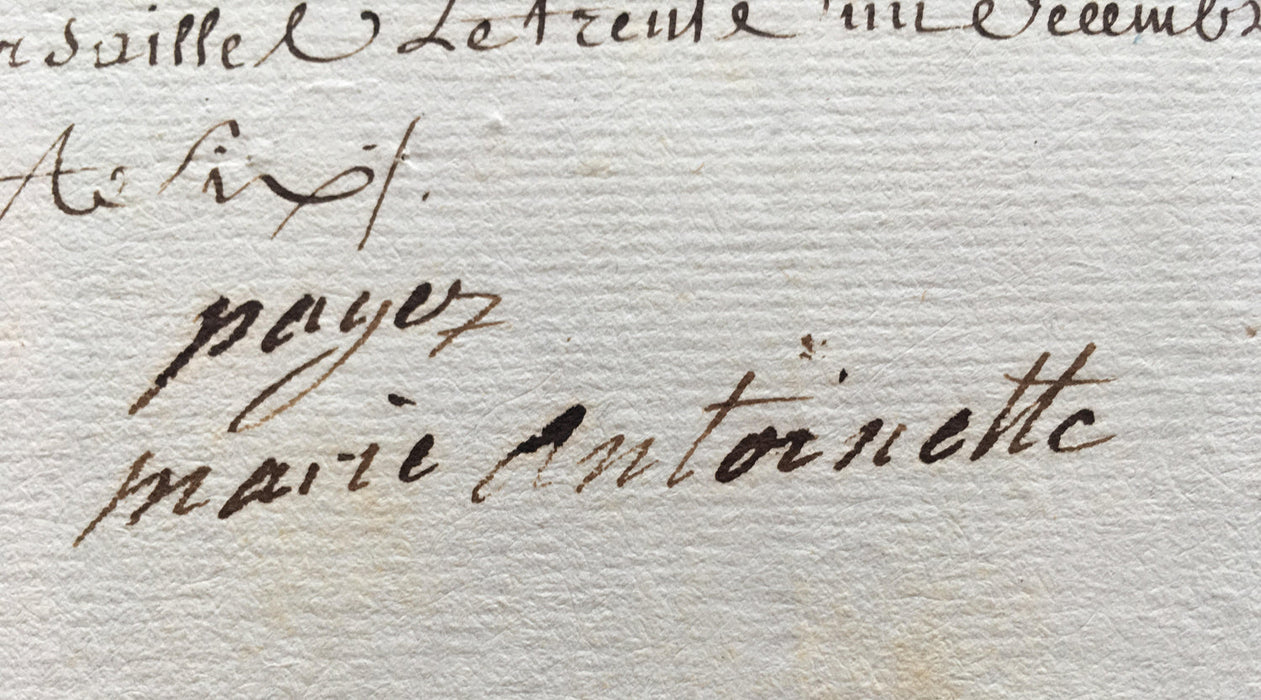 Marie Antoinette signed and inscribed document