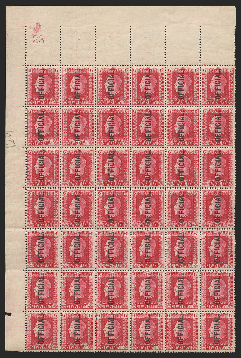 NEW ZEALAND 1915-27 6d carmine Official variety, SGO102b/c