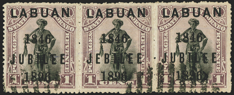 North Borneo Labuan 1896 Jubilee 1c black and grey-mauve error, SG83/c