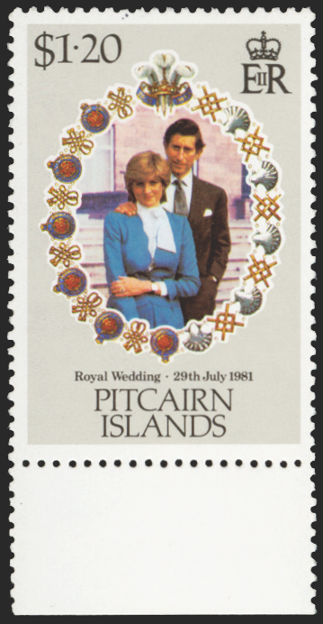 PITCAIRN ISLANDS 1981 Royal Wedding $1.20 variety, SG221w