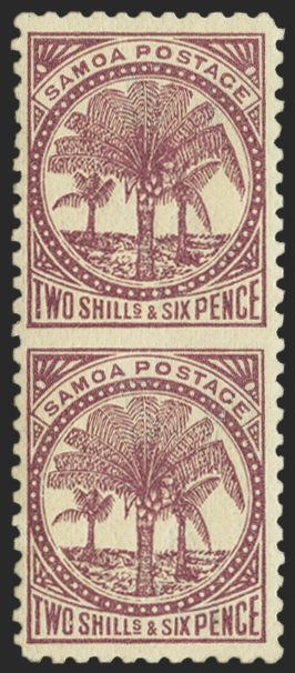SAMOA 1886-1900 2d6d deep purple/toned error, SG64ba