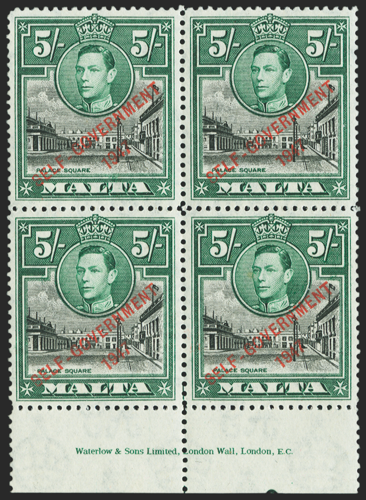 MALTA 1948-53 'SELF-GOVERNMENT' 5s black and green, SG247