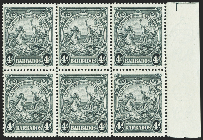 BARBADOS 1938-47 4d black (UNUSED), SG253d/db
