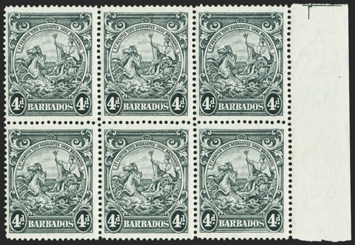BARBADOS 1938-47 4d black (UNUSED), SG253d/db