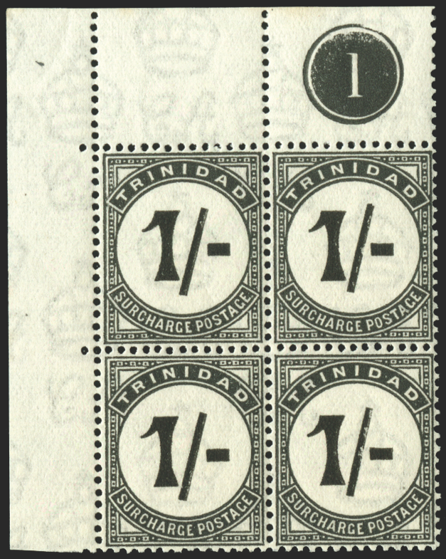 TRINIDAD & TOBAGO 1923-45 1s black Postage Dues, SGD25
