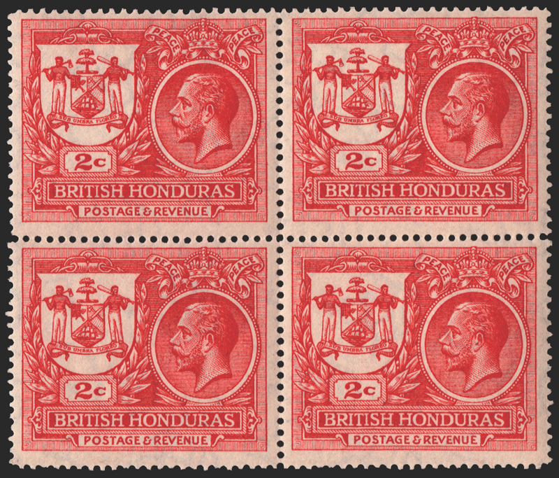 BRITISH HONDURAS 1921 Peace 2c rose-red (UNUSED), SG121a