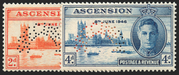 ASCENSION 1946 Victory 2d and 4d (SPECIMEN), SG48s/9s