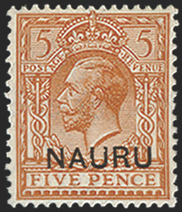 NAURU 1916-23 5d yellow-brown variety, SG9b