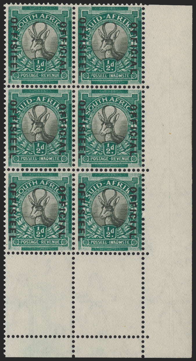 SOUTH AFRICA 1935-49 ½d grey and green Official, SGO20