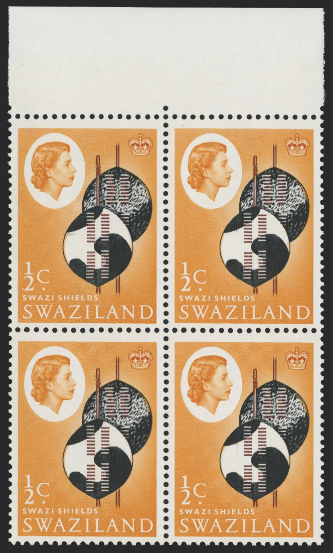 SWAZILAND 1962-66 ½c black, brown and yellow-brown variety, SG90w
