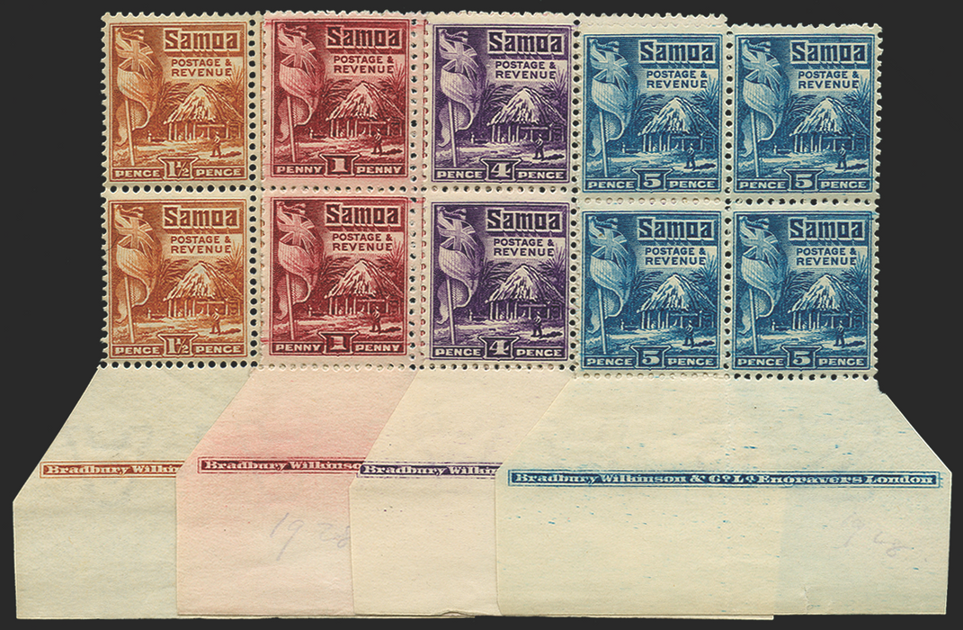 Samoa 1921 "Huts" set of 4 to 5d, SG151, 4, 159/60