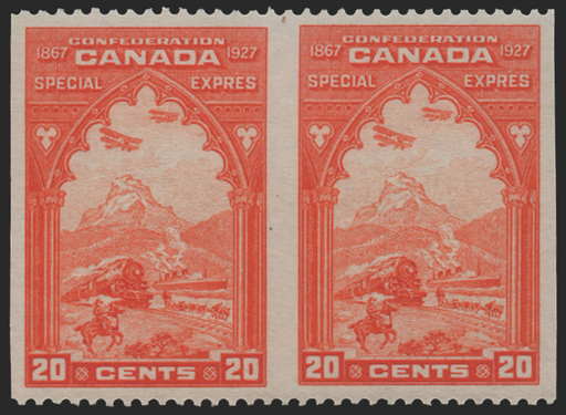 Canada 1927 20c orange Confederation horizontal pair, SGS5