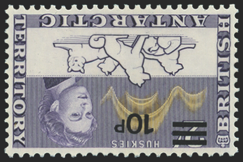 British Antarctic Territory 1971 10p on 2s deep violet and orange-sepia, SG34w