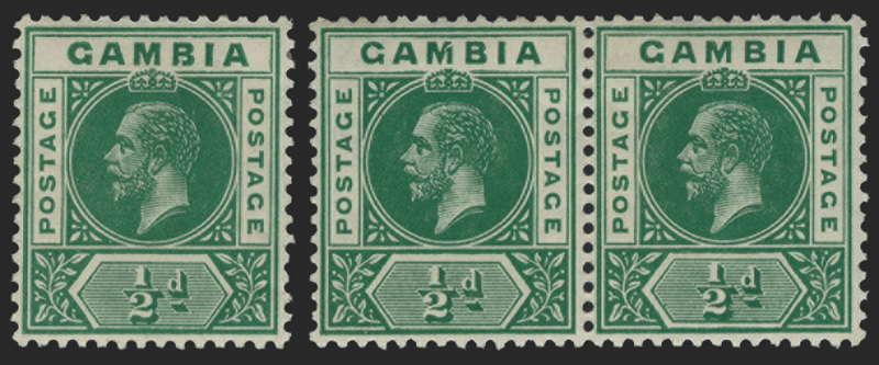 GAMBIA 1912-22 ½d deep green variety, SG86var