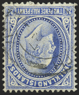 Falkland Islands 1904-12 2½d ultramarine variety, SG46aw