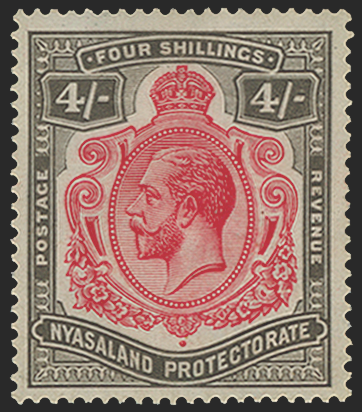 NYASALAND 1921-33 4s carmine and black variety, SG111f