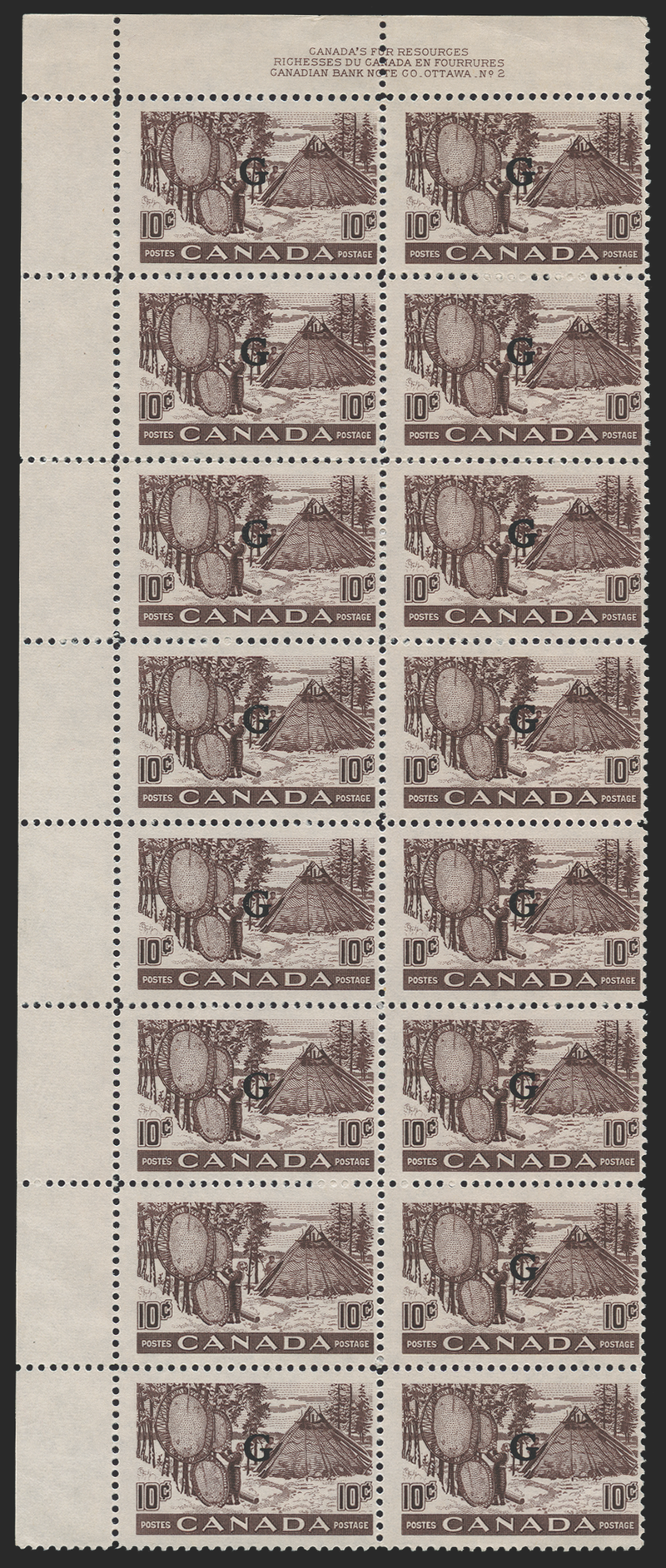 CANADA 1950-51 10c brown-purple Official error, SGO191a
