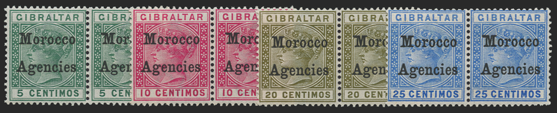 MOROCCO AGENCIES 1899 5c, 10c, 20c, 25c, variety, SG9b/12b