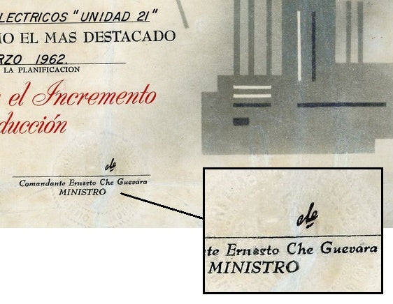Che Guevara signed certificate