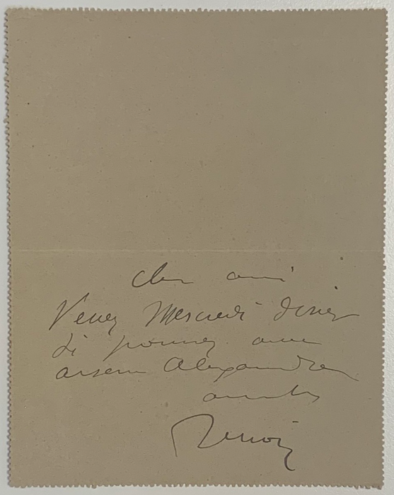 Pierre-Auguste Renoir handwritten & signed note
