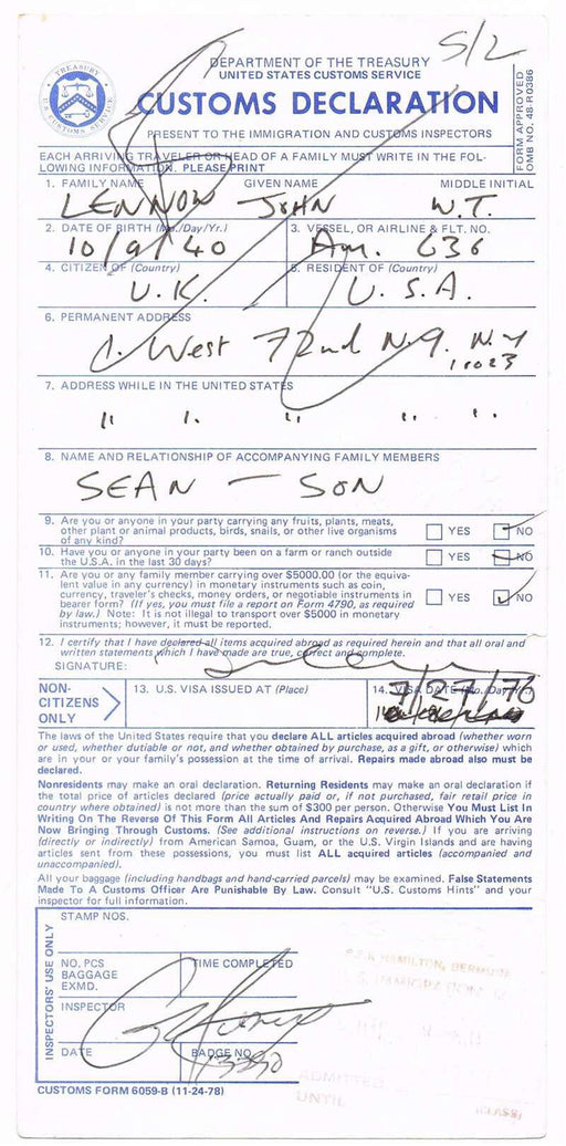 John Lennon Autograph