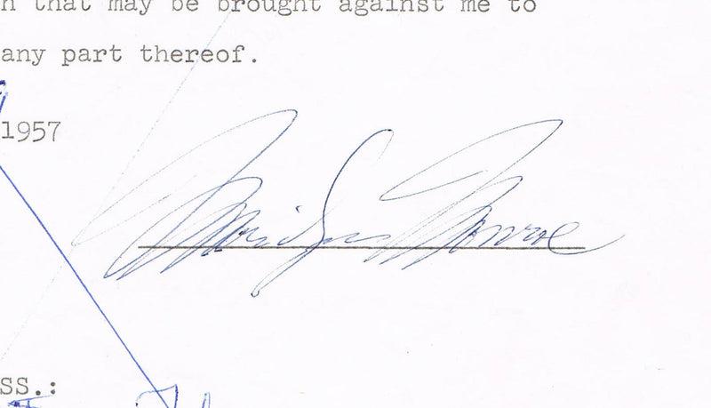 Marilyn Monroe Autograph on Legal Document