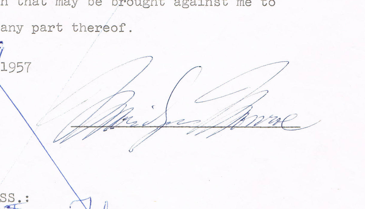 Marilyn Monroe Autograph on Legal Document