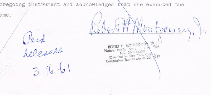 Marilyn Monroe Autograph on Legal Document
