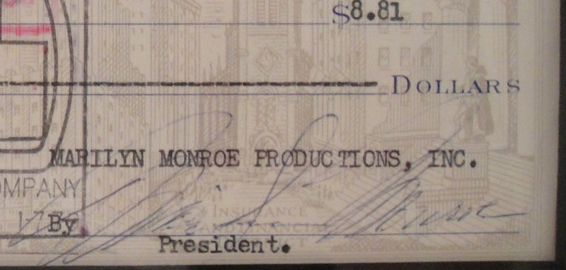 Marilyn Monroe Autographed Cheque