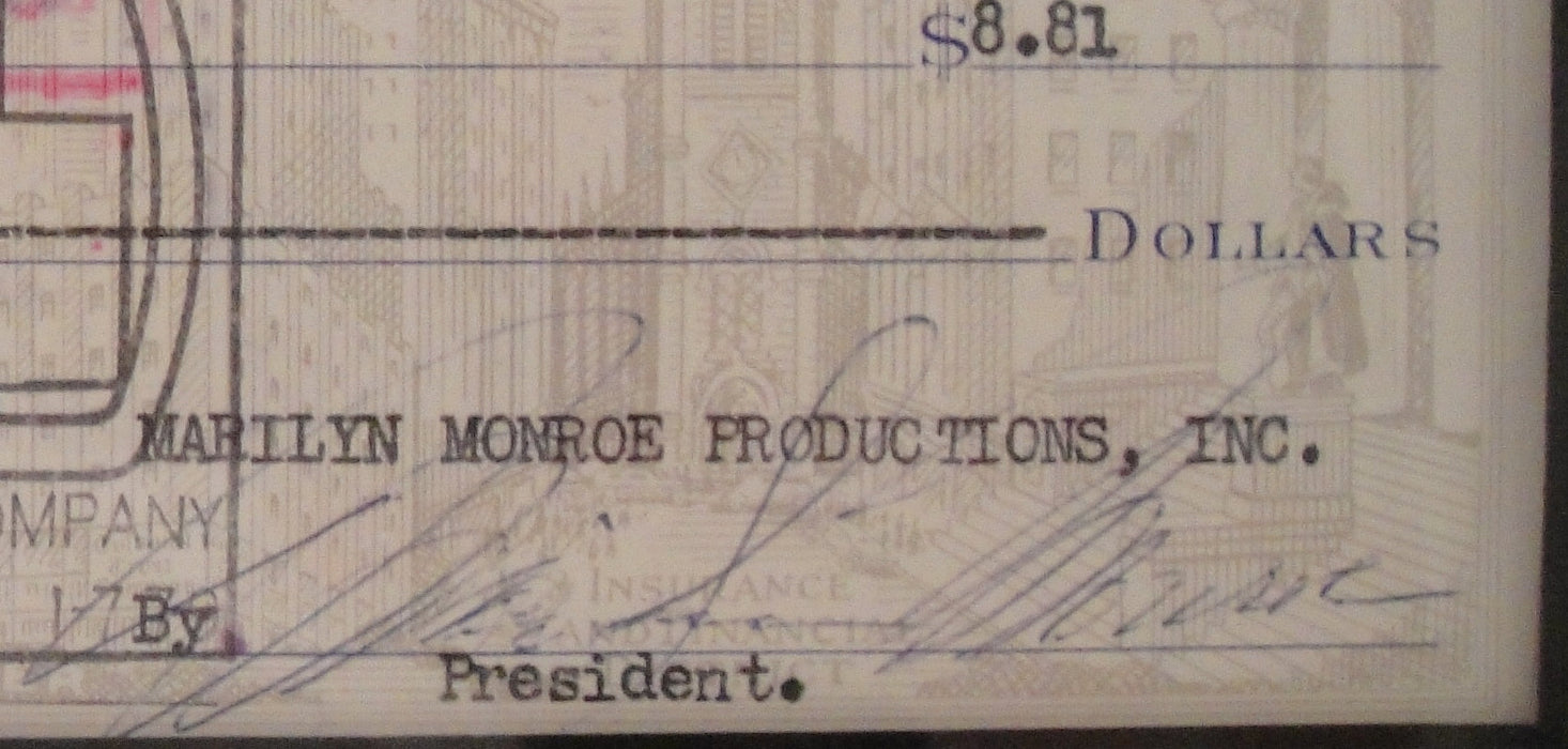 Marilyn Monroe Autographed Cheque
