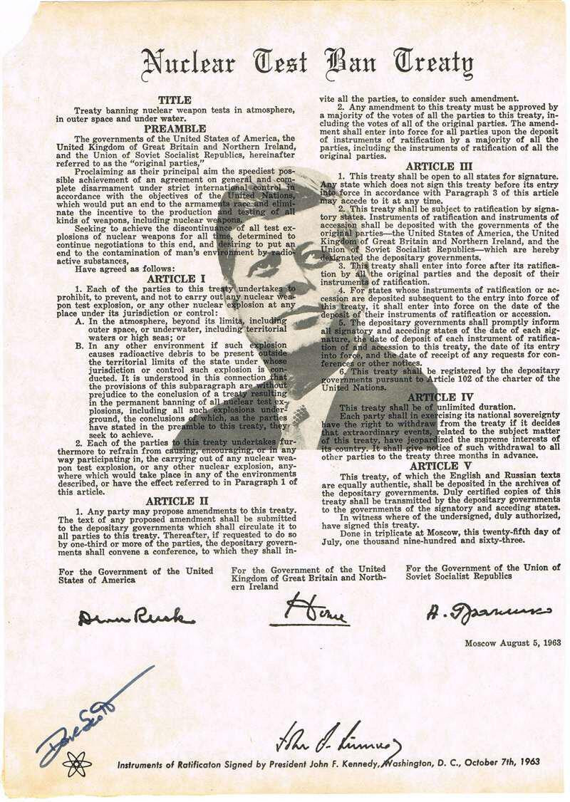 David Scott Autographed Nuclear Test Ban Treaty