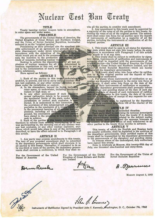 David Scott Autographed Nuclear Test Ban Treaty
