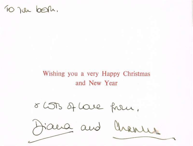Princess Diana & Prince Charles Autographed Greetings Card