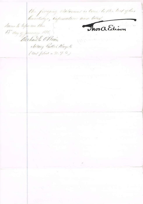 Thomas Edison Autographed Document