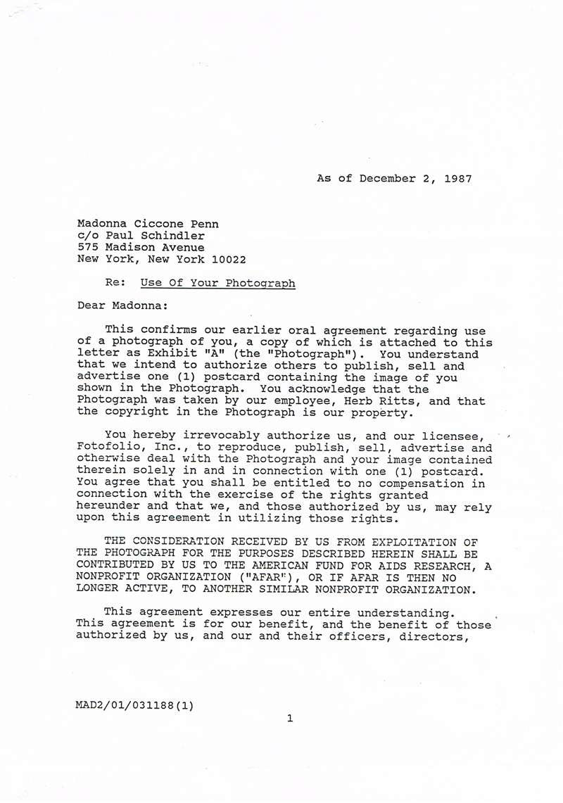 Madonna Autograph on Legal Document