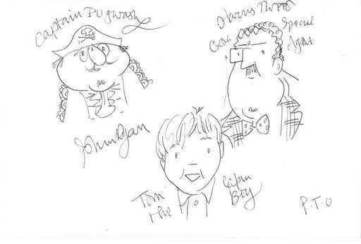 John Ryan Autographed Sketch of Captain Pugwash & Others