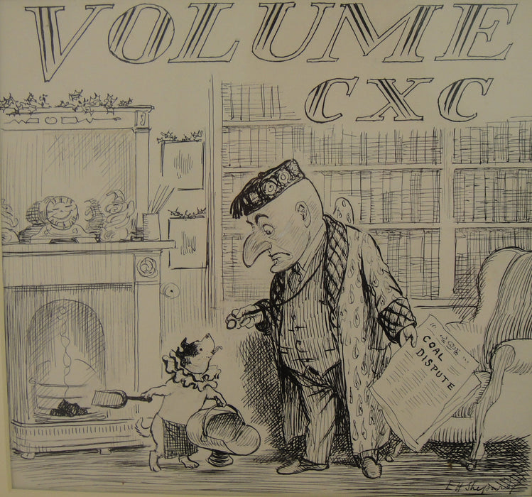 EH Shepard Autographed Drawing for Punch Magazine