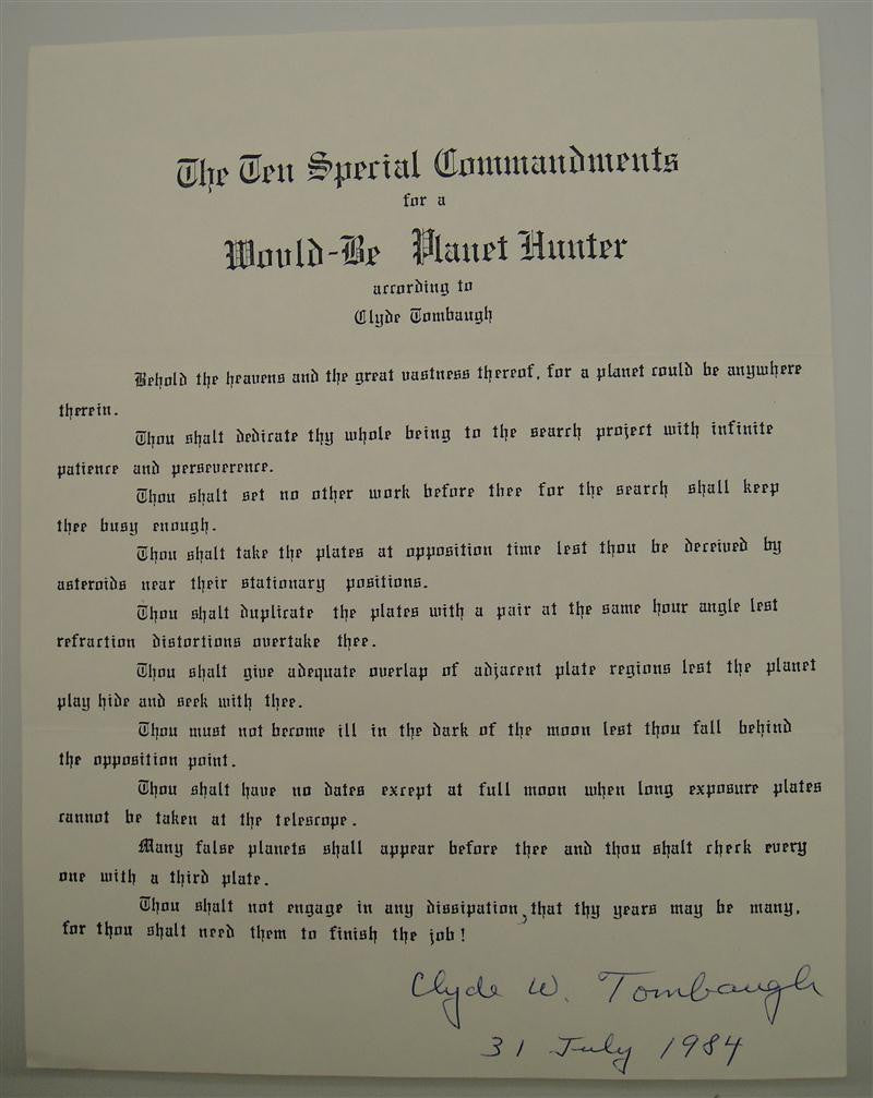 Clyde Tombaugh Autograph Pluto