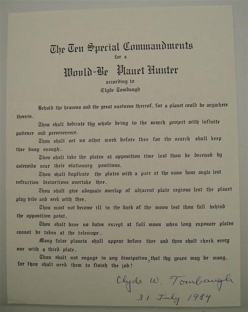 Clyde Tombaugh Autograph Pluto