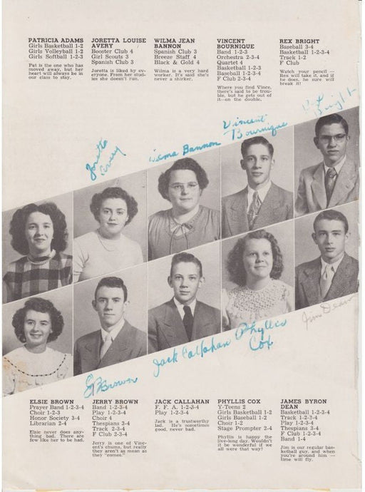James Dean Signed Yearbook Page
