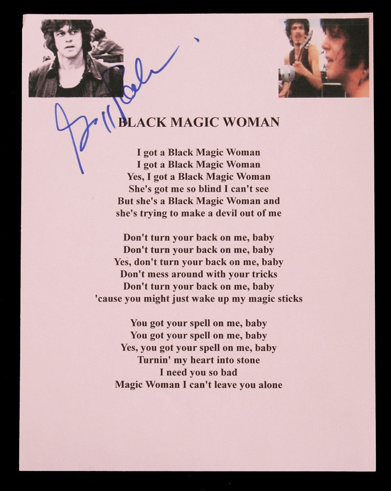 Santana Gregg Rolie autographed Black Magic Woman lyrics