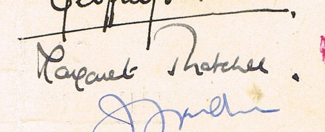 Margaret Thatcher signed menu