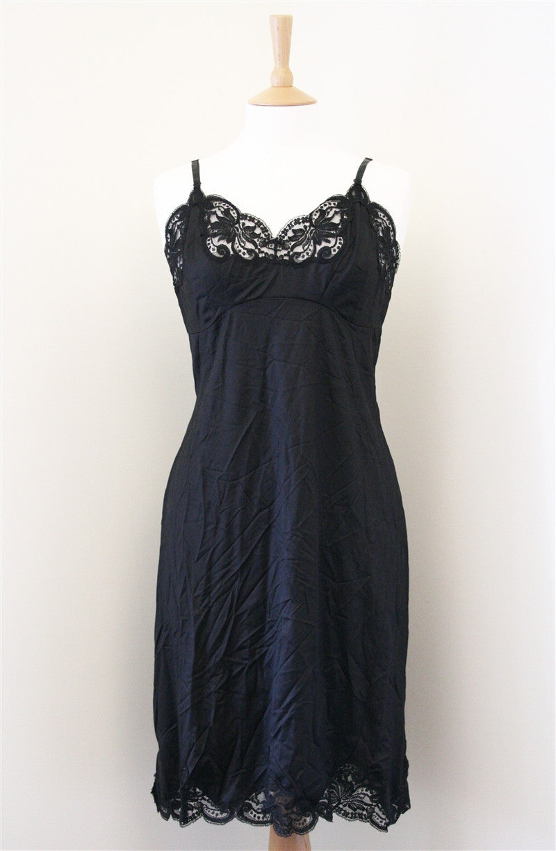 Madonna worn black satin underslip