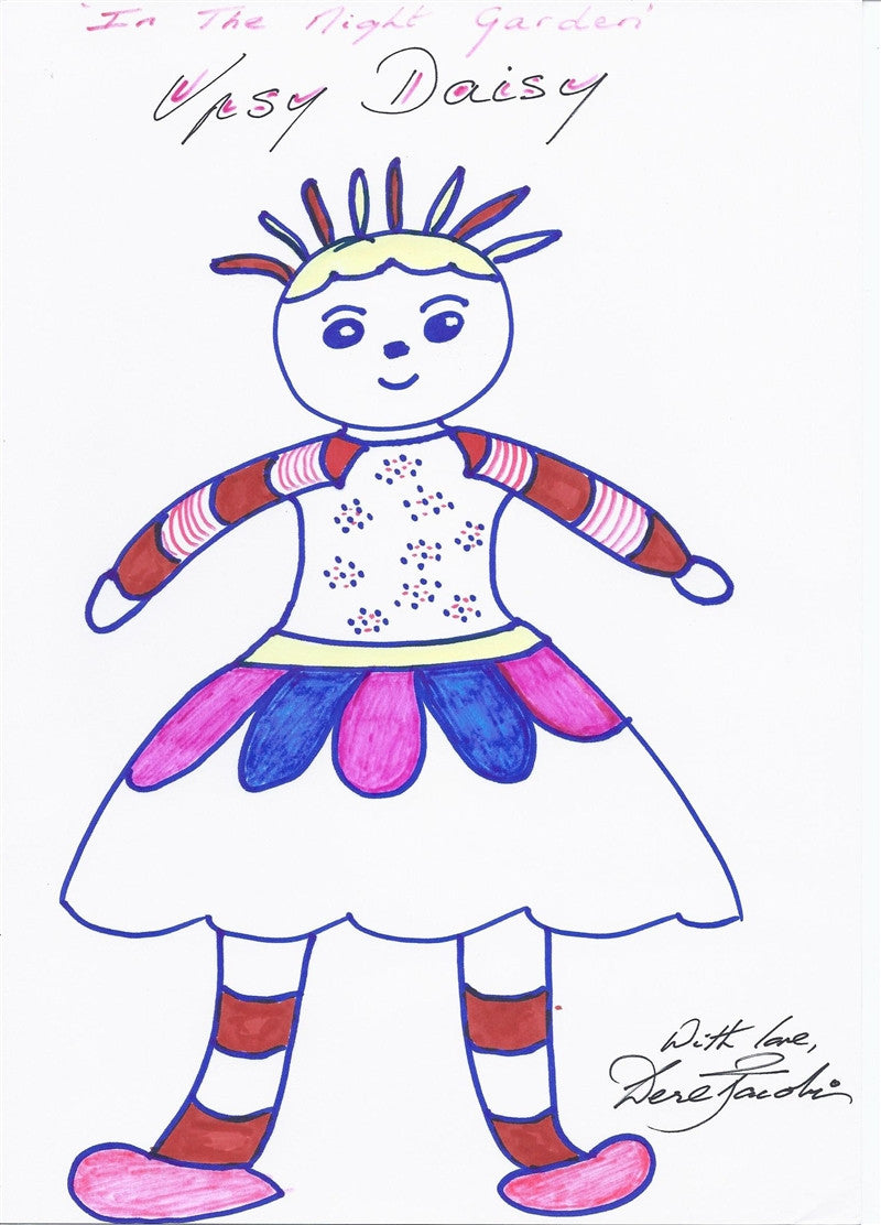 Original Upsy Daisy drawing signed by Derek Jacobi