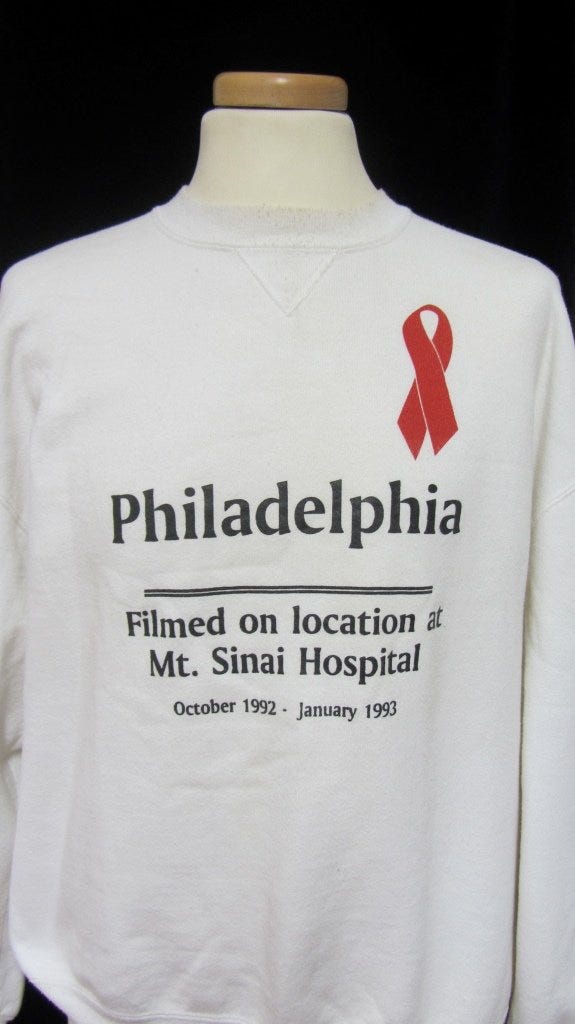 Tom Hanks, Denzel Washington and Jonathan Demme signed sweater from Philadelphia film