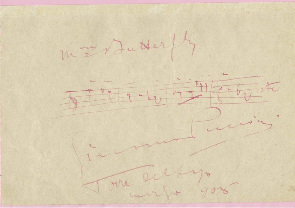 Puccini autographed music notation from Madam Butterfly