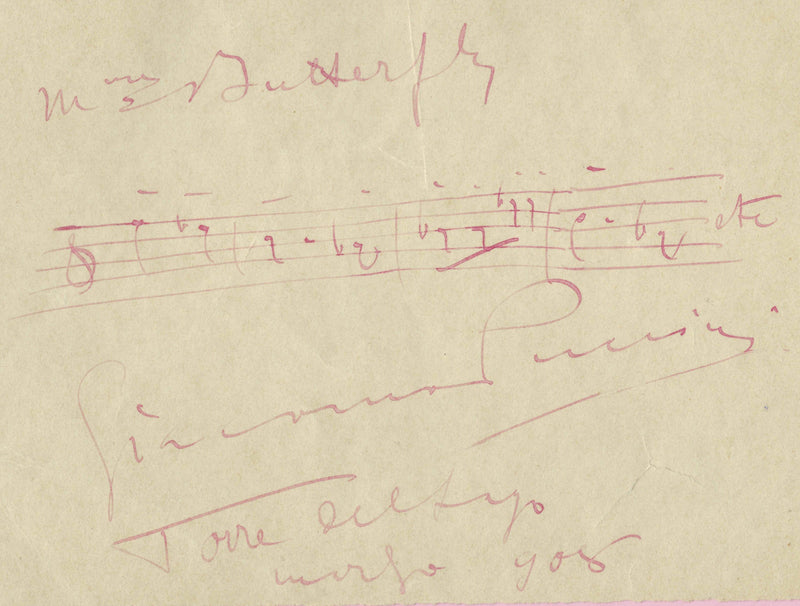 Puccini autographed music notation from Madam Butterfly