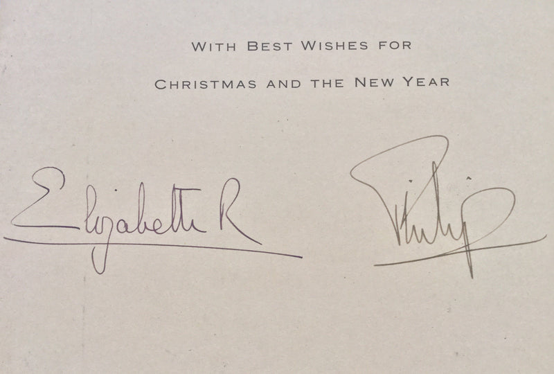 Queen Elizabeth and Prince Philip signed Christmas card