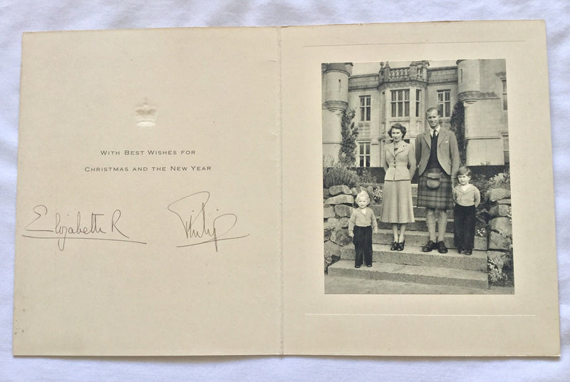 Queen Elizabeth and Prince Philip signed Christmas card